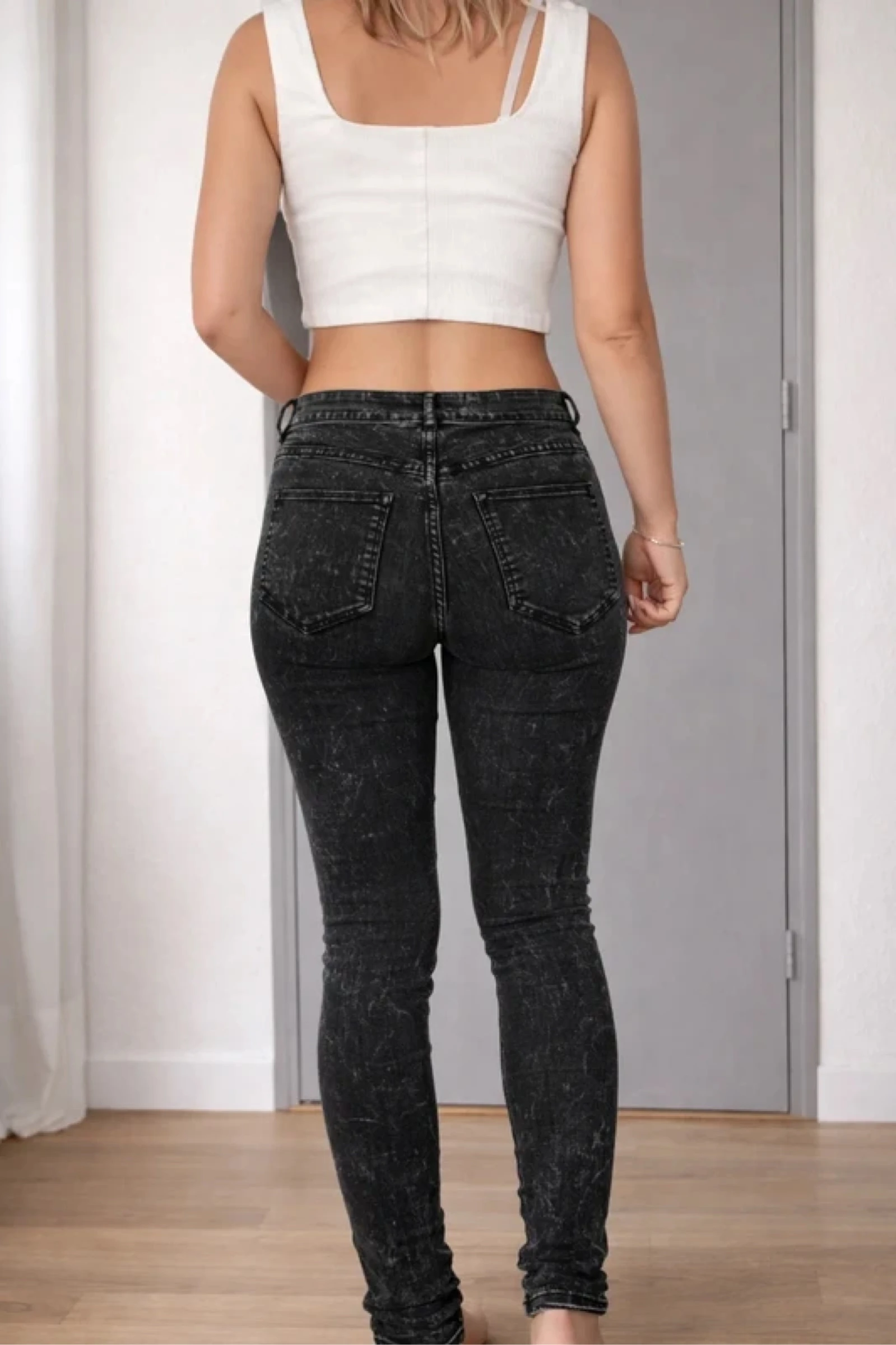 Black distressed jeans Size 38 – Skinny stretch fit – photo 2